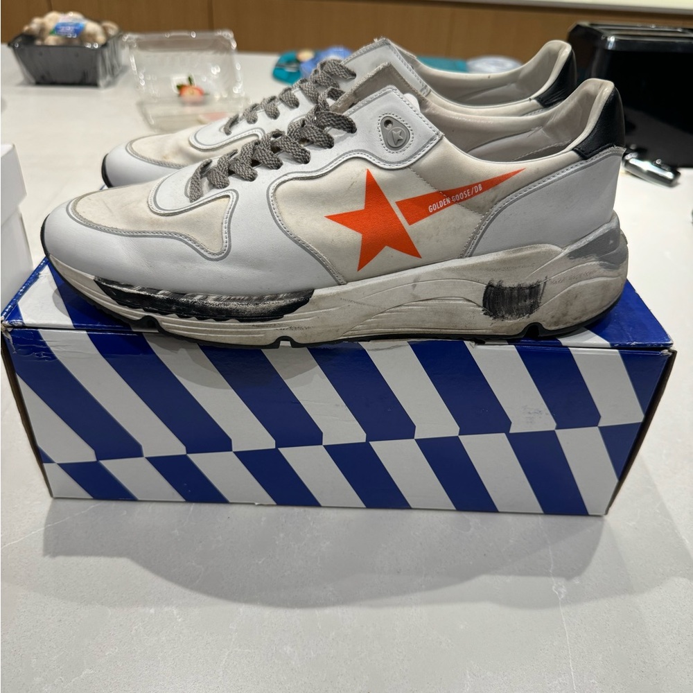 Golden Goose Running Sneakers White Orange Star Men’s Size 12 EU 45